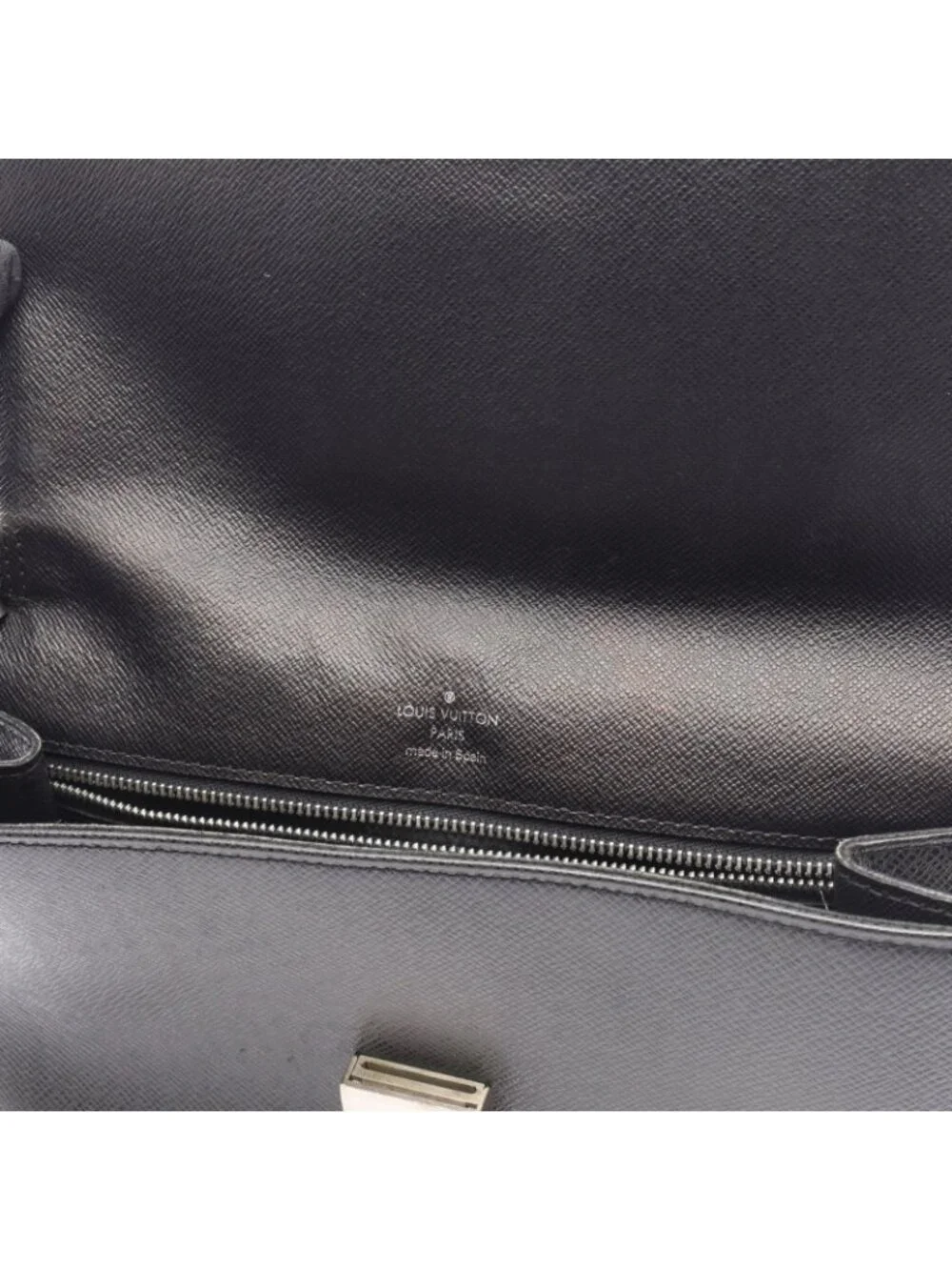 Louis Vuitton Clutch Selenga Taiga Ardoise Black Leather